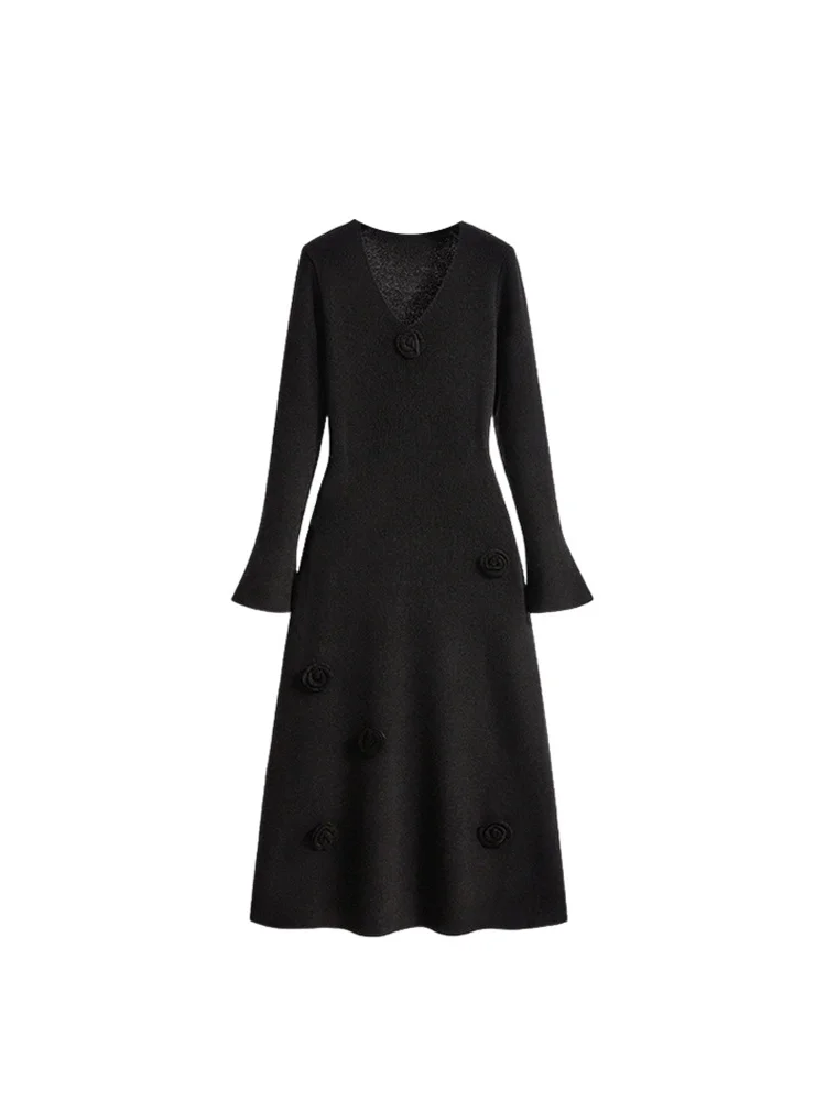 Casual V-Ne Taille-Cinching Dr Dames plus maat Faionable Design Ci Commute Winter Long Sve Midi Dr