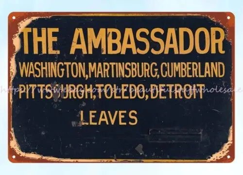 Baltimore and Ohio Railroad B&O The Ambassador train railroad metal tin sign