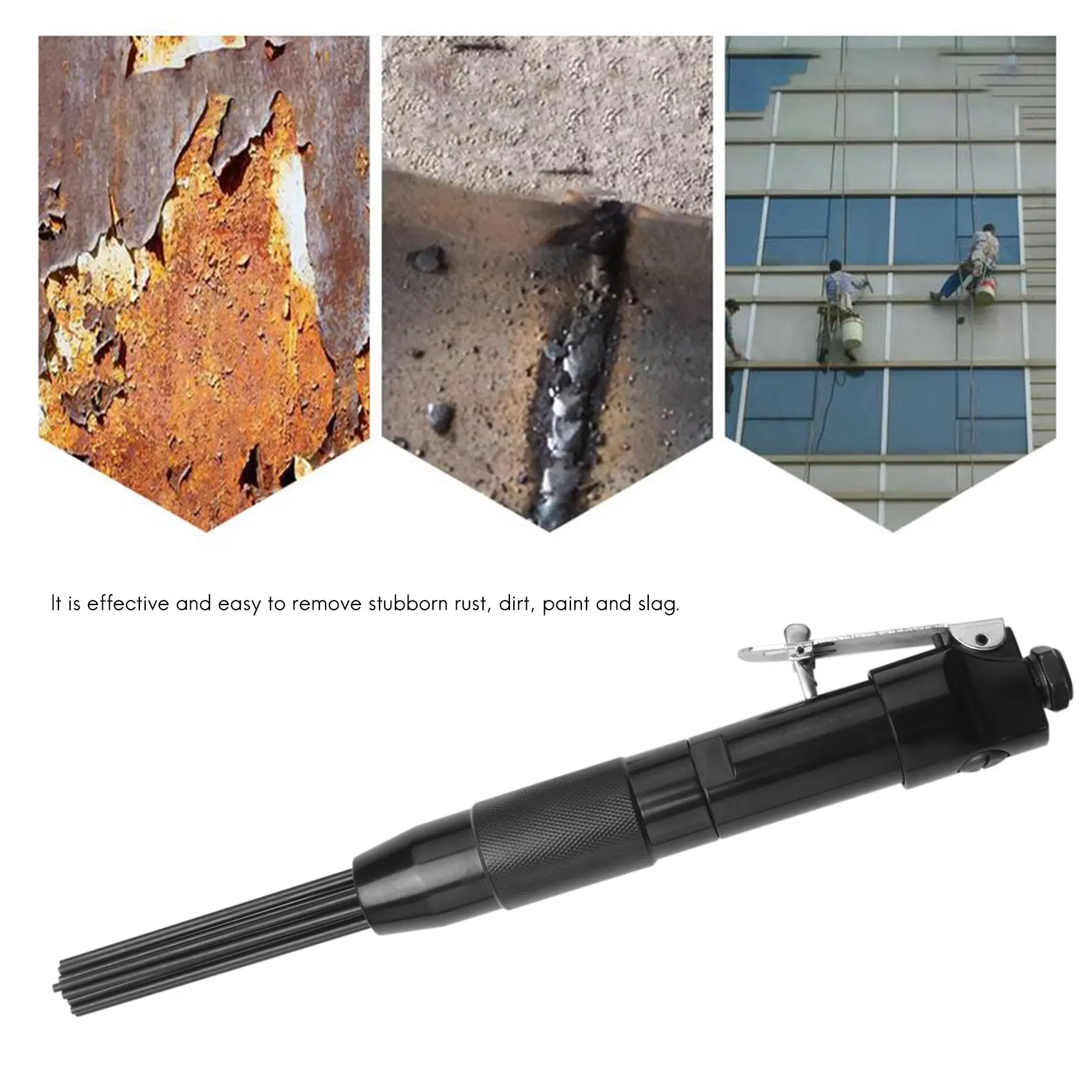 ABCA-New Needle Scaler Removing Rust Slag Tool Air Pneumatic Rust Corrosion Slag Remove Deburring Cleaning Tool With 12X Needles