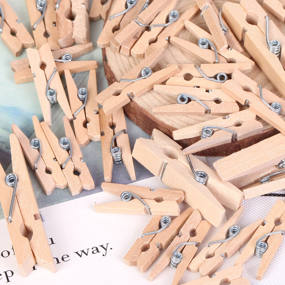 35/45mm Natural Wooden Clothes Pegs Clothes Clips Wood Clamp DIY Photo Paper Peg Clothespin Craft 30/50/100PCS