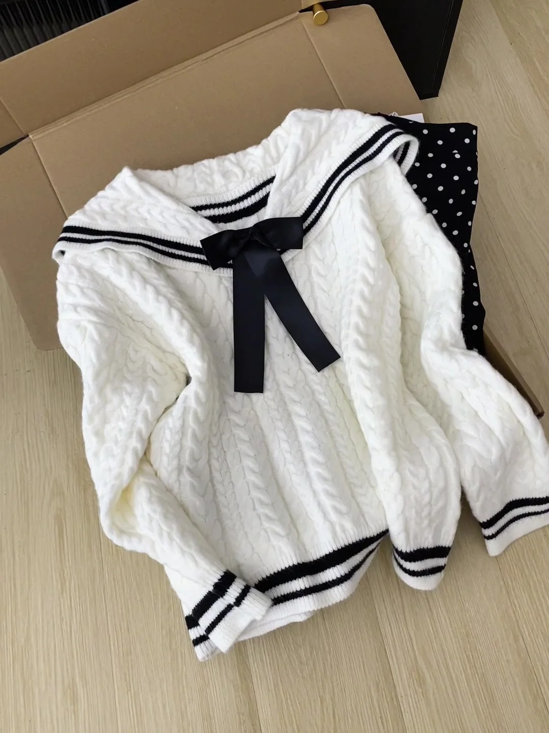 

Loose Knitted Sweater Women's Autumn Winter New Sle Korean Version Nautical Collar Knot Twist Design Anti-Aging C...