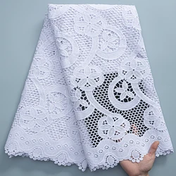 SJD New Arrival African White Guipure Cord Lace Fabric 2025 High Quality Nigeria Water Soluble Lace For Women Evening Dresses