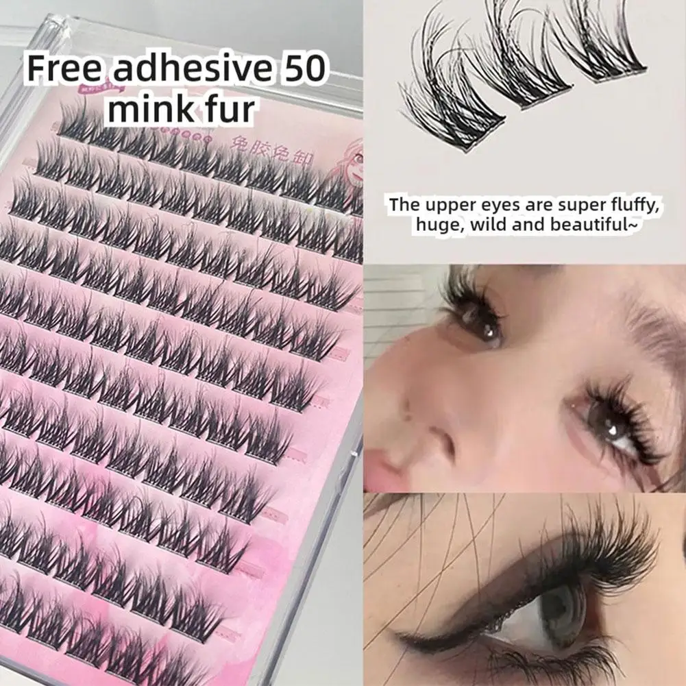 Selbstklebende falsche Wimpern, 5D-Nerzwimpern, kein Kleber, Wimperncluster, Idol Curl Lash Clusters, wiederverwendbare Wimpern mit individuellem Abschnitt