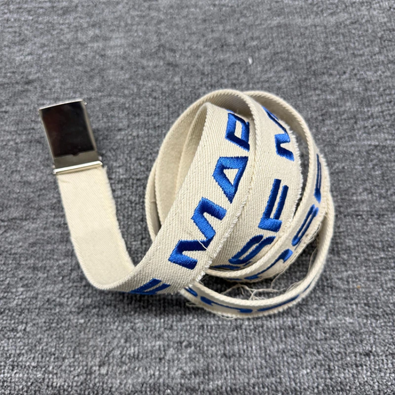 

2025SS Martine Rose New Embroidery Canvas Belt Casual Hundred Tassel Smooth Buckle Belt Women's Belts Luxury Brands Y2k Womens