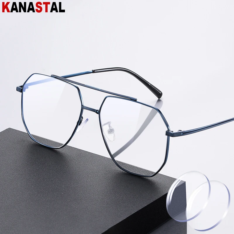 Men Prescription Glasses Women Blue Light Blocking Reading Glasses Myopia Eyeglass Metal Eyeglasses Frame Optical Lenses Eyewear