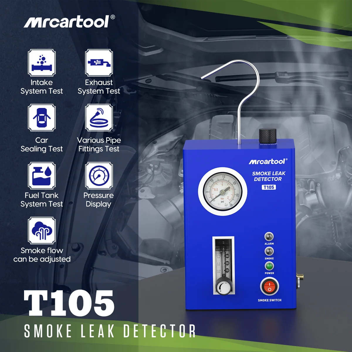 

Автомобильный детектор утечки дыма MRCARTOOL T105, диагностический прибор для утечки дыма, для автомобилей и грузовиков