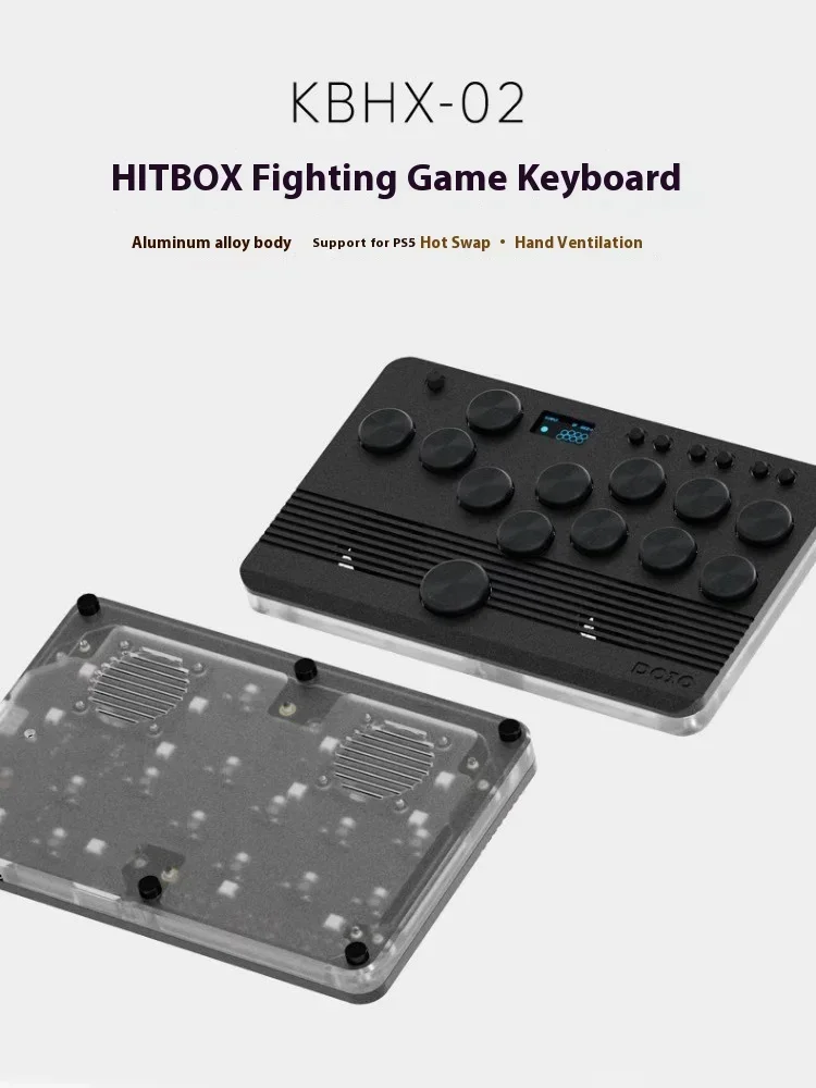 Imagem -04 - Teclado Doio Hitbox Kbhx02 Gaming Joystick de Combate Dissipação por Calor Liga de Alumínio Rgb Mini para Switch Ps5 pc Gamer