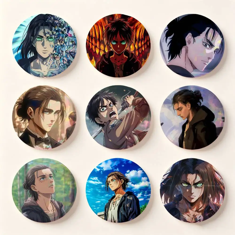 Anime A-Attack on Titan Eren Yeager Badges Button Round Creative Brooch Badge Bag Decor Accessories Fans Collect Friends Gifts