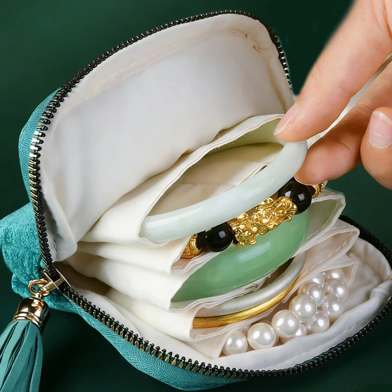

Exquisite 5-Layer Jewelry Storage Bags Portable Ancient Collectibles Bracelet Bag Organizer Tassel Pendant Jewelry Storage Pouch