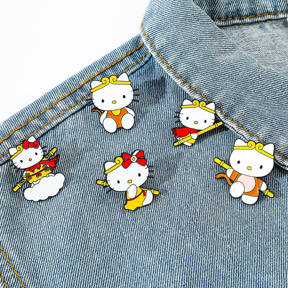 5 Pcs/set Sanrio Hello Kitty Cartoon Brooch Action Anime Figures Clothes Ornaments Cute Toys Children Gift Friends Pin Backpacks