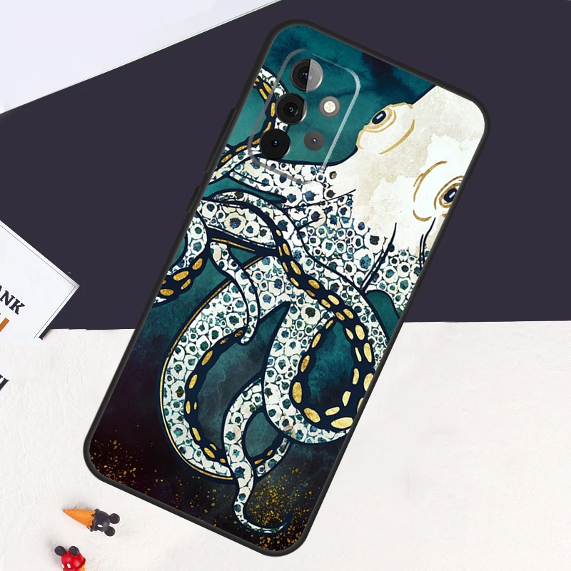 Custodia per polpo oceanico Marine Life per Samsung Galaxy A54 A34 A14 A52 A32 A22 A12 A51 A71 A50 A70 A13 A33 A53 A52S Cover posteriore