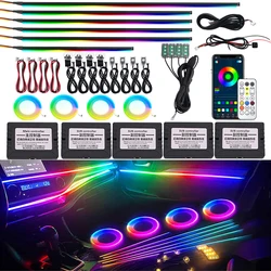 Kit de tira de acrílico para Interior de coche, luz ambiental Universal, RGB, Sinfonía, arcoíris, tablero, aplicación de luz ambiental, 64 colores, 22 en 1, 213