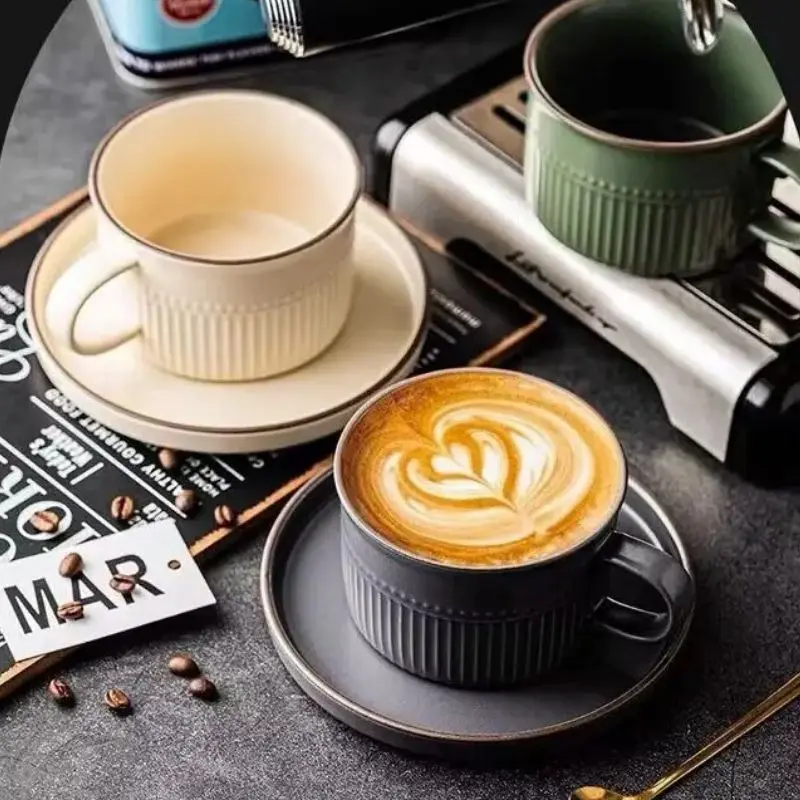 Ceramic Coffee Cup Set With Square Plate 160ml Nordic Tea Cup Ceramic Mug Milk Cup Advanced Teacup Cafe Espresso Cup