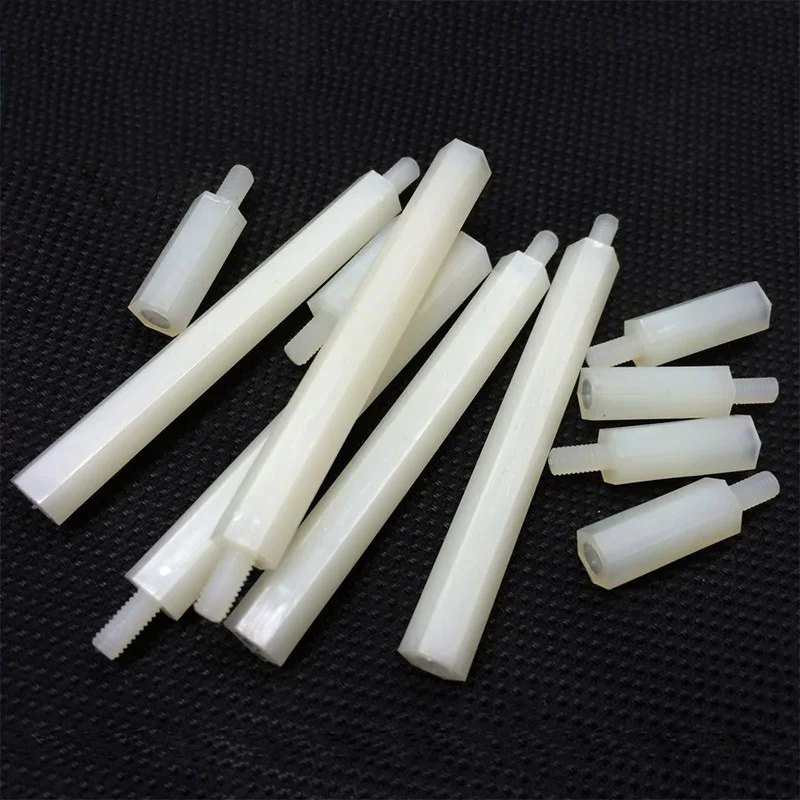 Best! 10pcs M4 Nylon column external hex Single head isolation column white   spacers standoff amplifier board nuts 20mm-40mm le