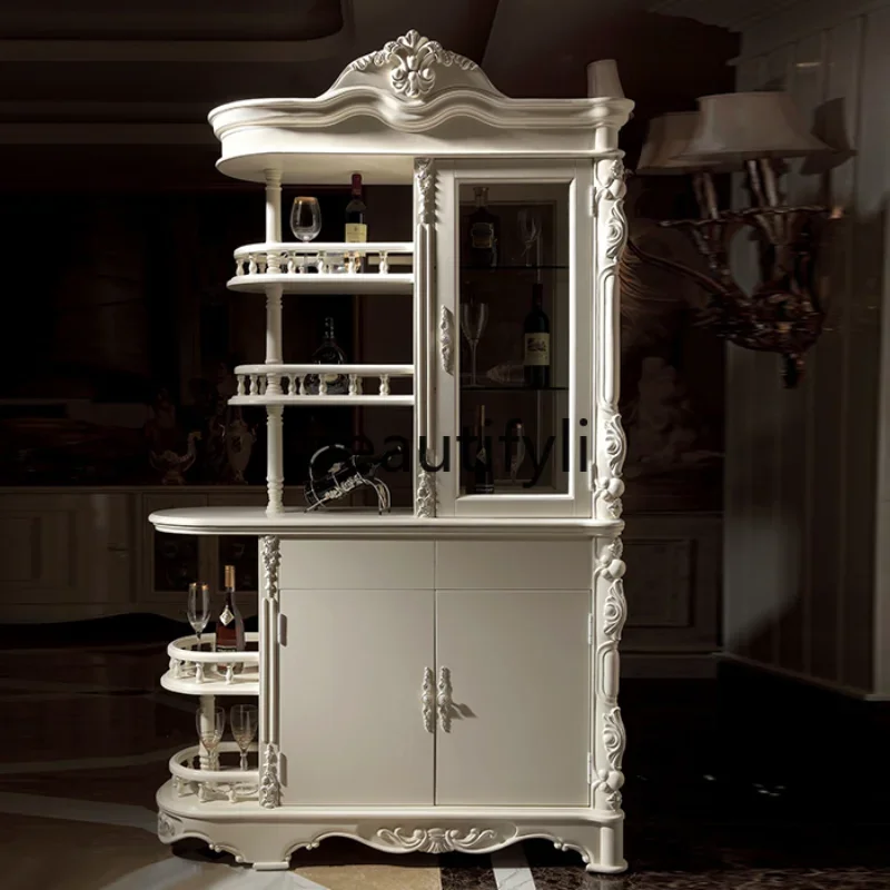 

All solid wood white room cabinet entry foyer household partition wine cabinet display cabinet