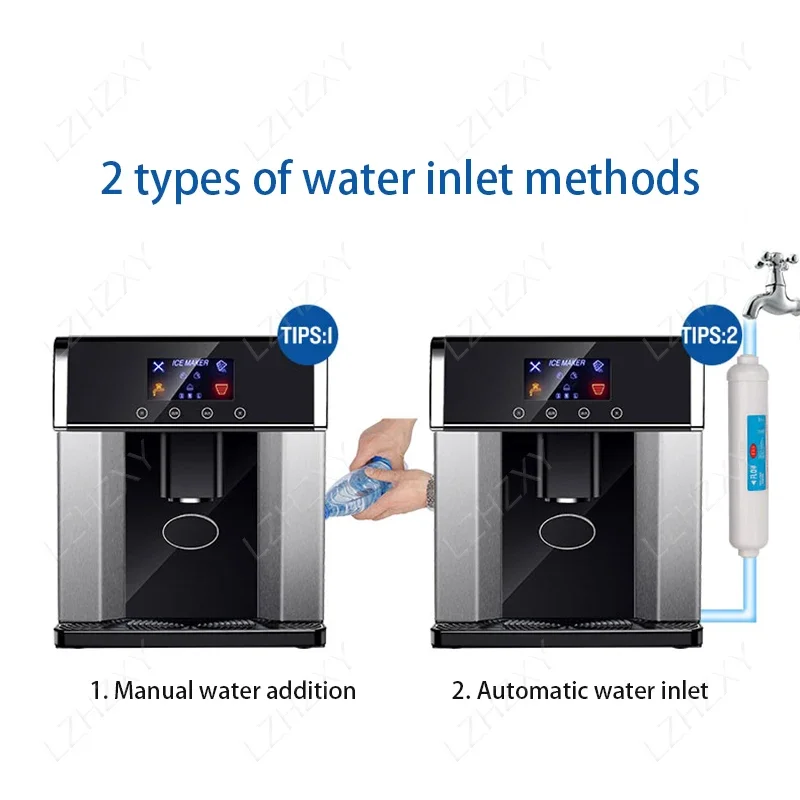 Commercial Ice maker 10 to 15kg Small Mini Cold Water Function ZB-10E Round Ice Automatic Ice Drop machine