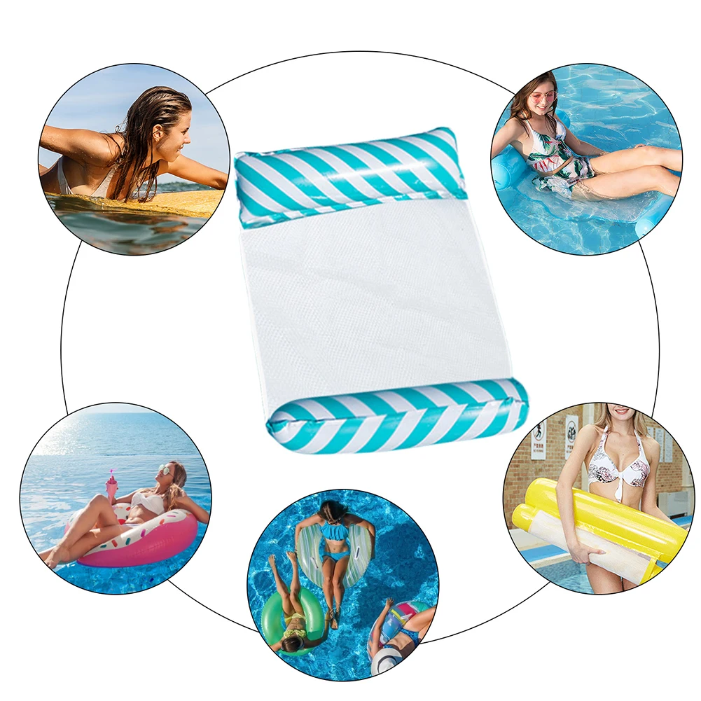 Summer Swim Inflatable Floating Water Air Mattresses Hammock Stripe Lounge Chairs Pool Water Sports Toys Floating Mat Pool Play image 6