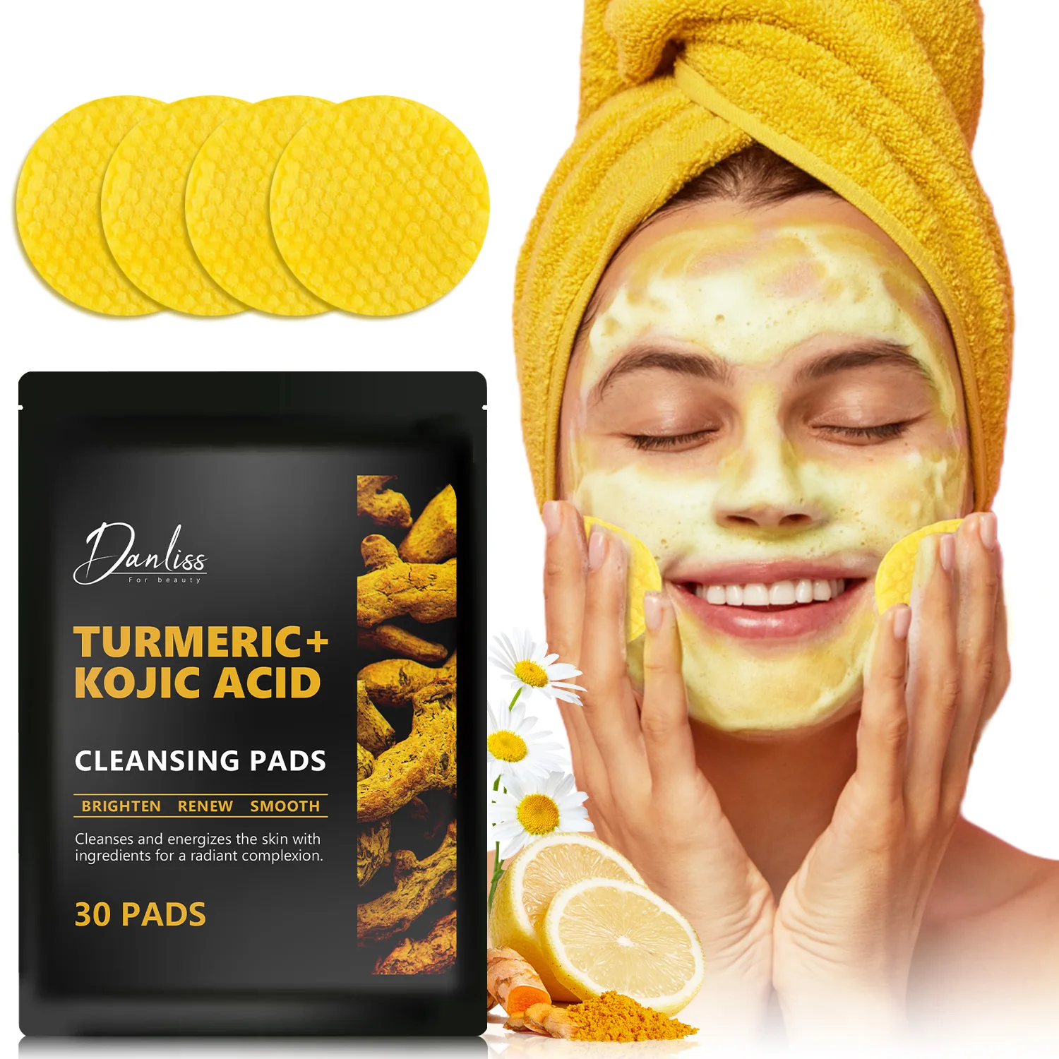 Turmeric + Kojic Acid Cleansing Pads – Brighten, Renew & Smooththey help reveal a radiant, even complexion.