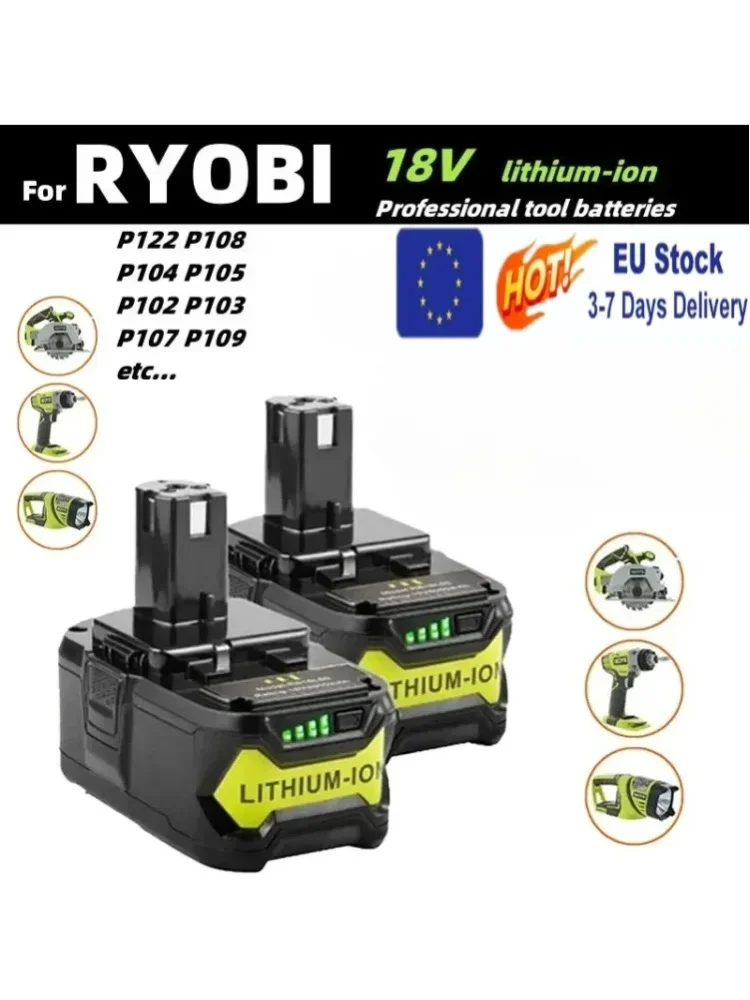 EU Schnellversand 18V Li-Ionen-Akku Ersatz für RYOBI P108 P104 P107 RB18L50 RB18L20 Kompatibel mit Ryobi ONE+ Kabellosen Elektrowerkzeugen Hochkapazitäts-Akku Lange Laufzeit Kein Speichereffekt