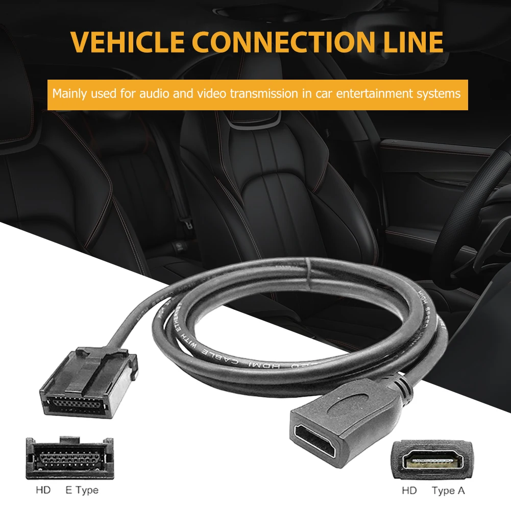 كابل متوافق مع HDMI E من النوع إلى كابل فيديو عالي الدقة للسيارة من النوع E إلى سلك موصل فيديو عالي الدقة أنثى للسيارات