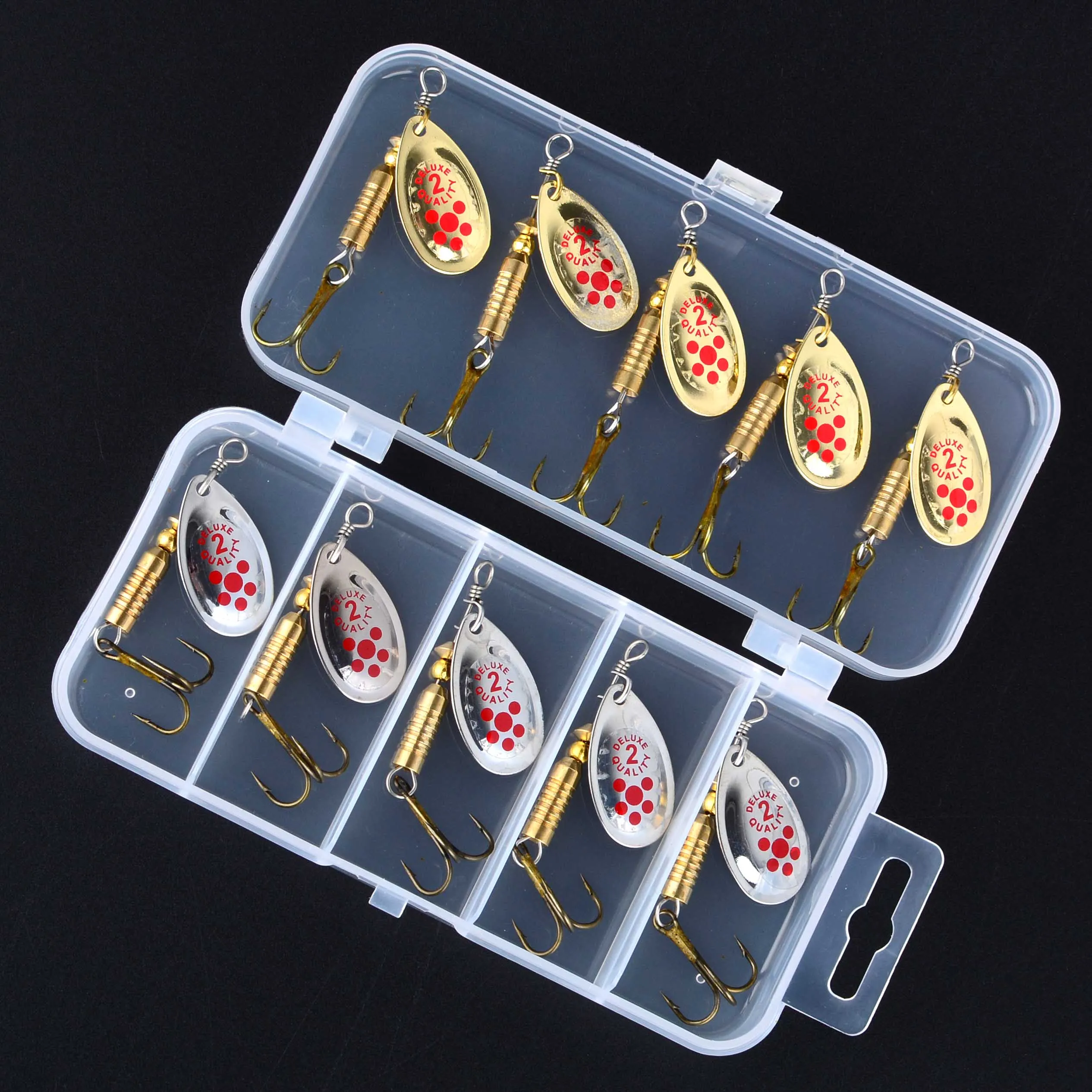 10 قطعة/صندوق سبينر الصيد السحر Wobblers كرانكبيتس تهزهز الذهب والفضة معدن الترتر سمك السلمون المرقط ملعقة صيد سمك الشبوط Pesca #6