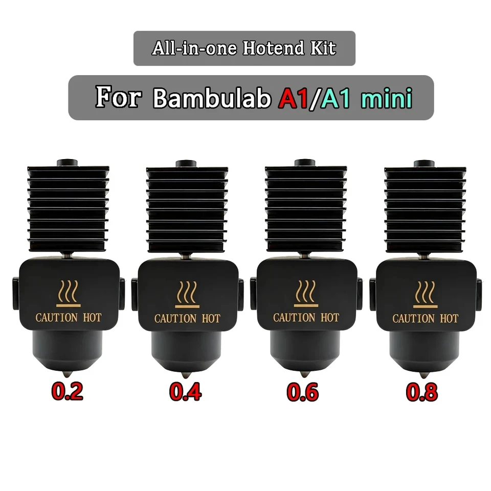 Upgraded All-in-one Hotend Kit Hardened steel Nozzle 3D Printer Part For Bambu Lab A2L/A1/A1 Mini Fast Speed Hot End Assembly