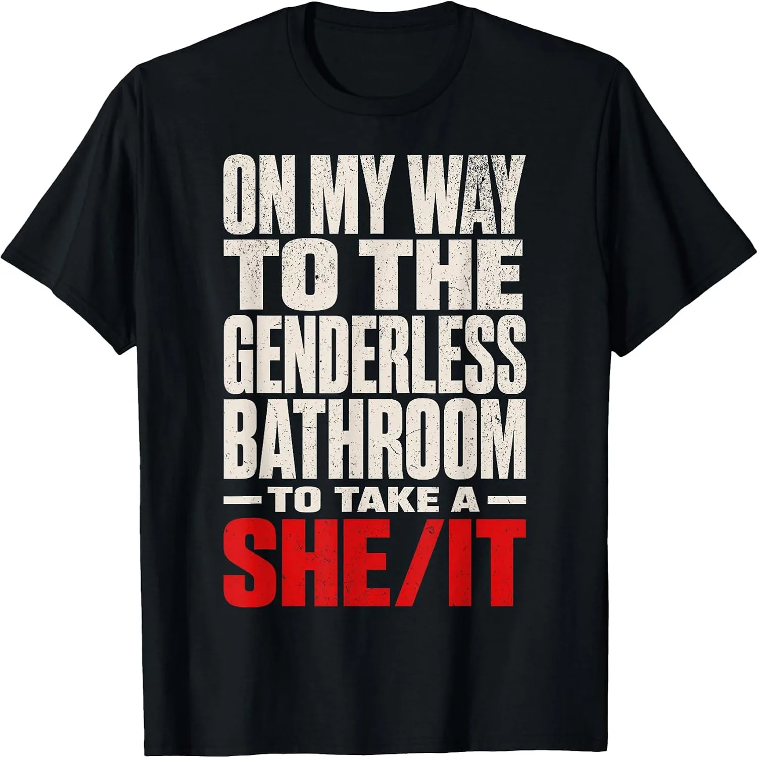 On My Way to The Genderless Bathroom Funny Vintage Grunge T-Shirt
