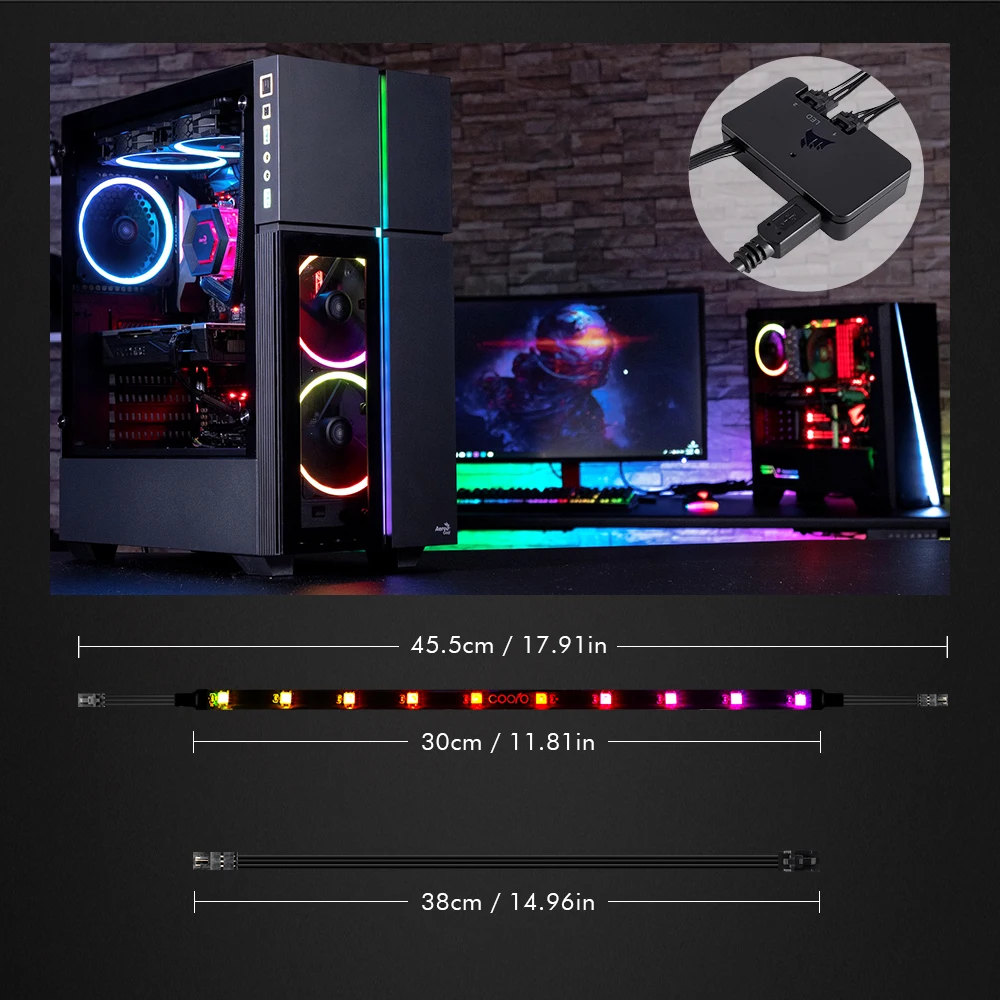 Dla Corsair iCUE listwy RGB Led oświetlenie 5V indywidualnie adresowalne Led PC paski współpracuje z węzłem oświetleniowym Pro/Commander Pro