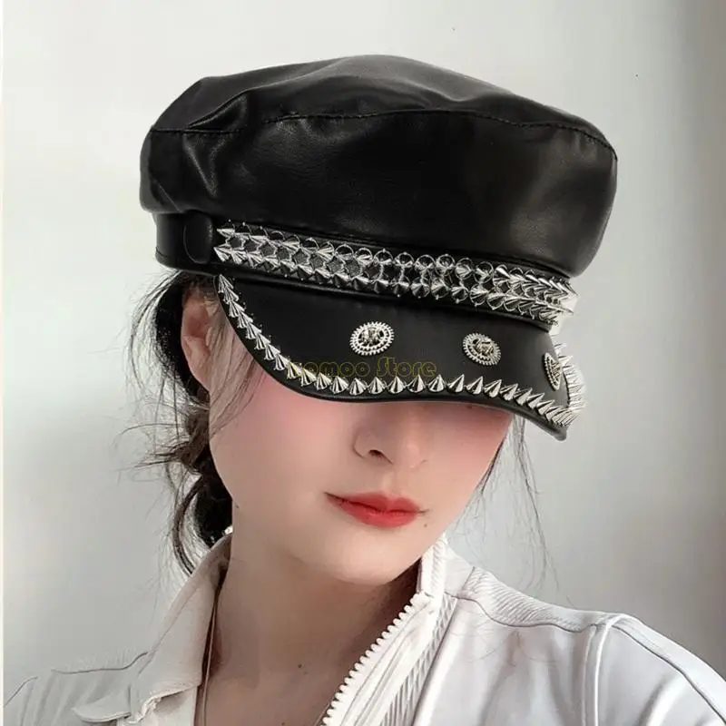 31BF Punk Studed Baseball Hat القبعة القابلة للتعديل حجم القطن خفيف الوزن للحفلات الموسيقية والمهرجانات