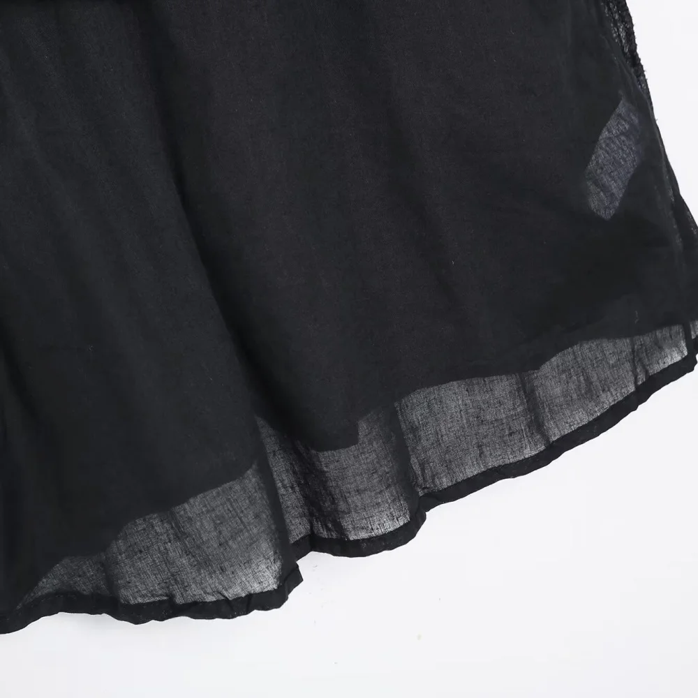 여성용 포플린 루즈핏 V넥 스트랩 민소매 지퍼 포켓 꽃 자수 봄/여름 신상 패션