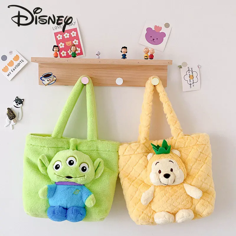 Disney-Bolso de mano de oso de fresa para mujer, bolso de hombro de alta capacidad de moda, bolso de felpa de almacenamiento multifuncional de dibujos animados, nuevo