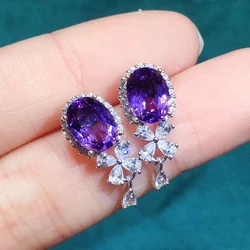 Huitan Charming Purple CZ Dangle Earrings Women Romantic Fashion Ear Accessories Female for Party Fancy Birthday Gift Jewelry