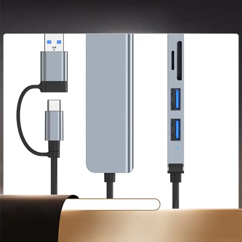 

5 портов 2-в-1 USB 2.0-концентратор Type-C адаптер USB3.0 + USB2.0 + SD + TF многопортовый USB-разветвитель-расширитель для ПК компьютер-N35R