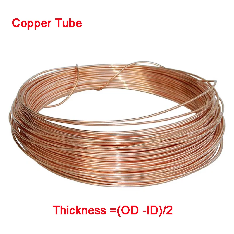 1M Soft Copper Tube Coil T2 Red Copper Pipe Air Conditioning Oil Water Cooling OD 2/3/4/5/6/6.35/8/9.52/10/12/12.7/14/16/19mm