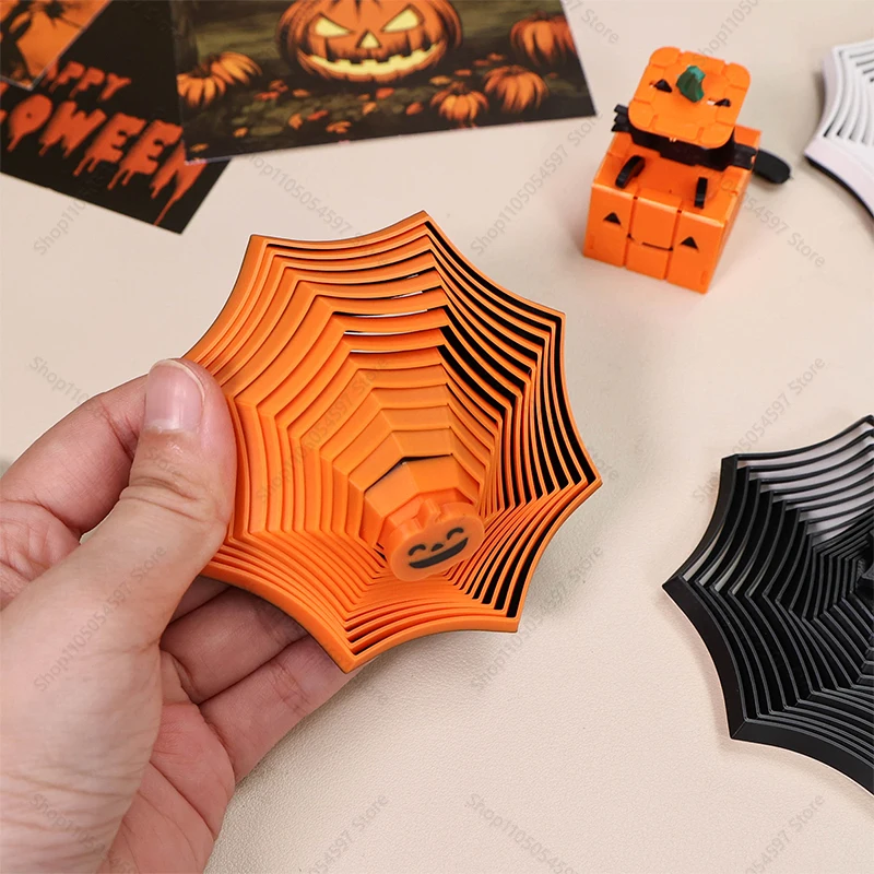 3Dプリントハロウィンスパイダーネットフィジェットトイ9cm携帯用プレイ感覚玩具、ハロウィンホームデコレーション