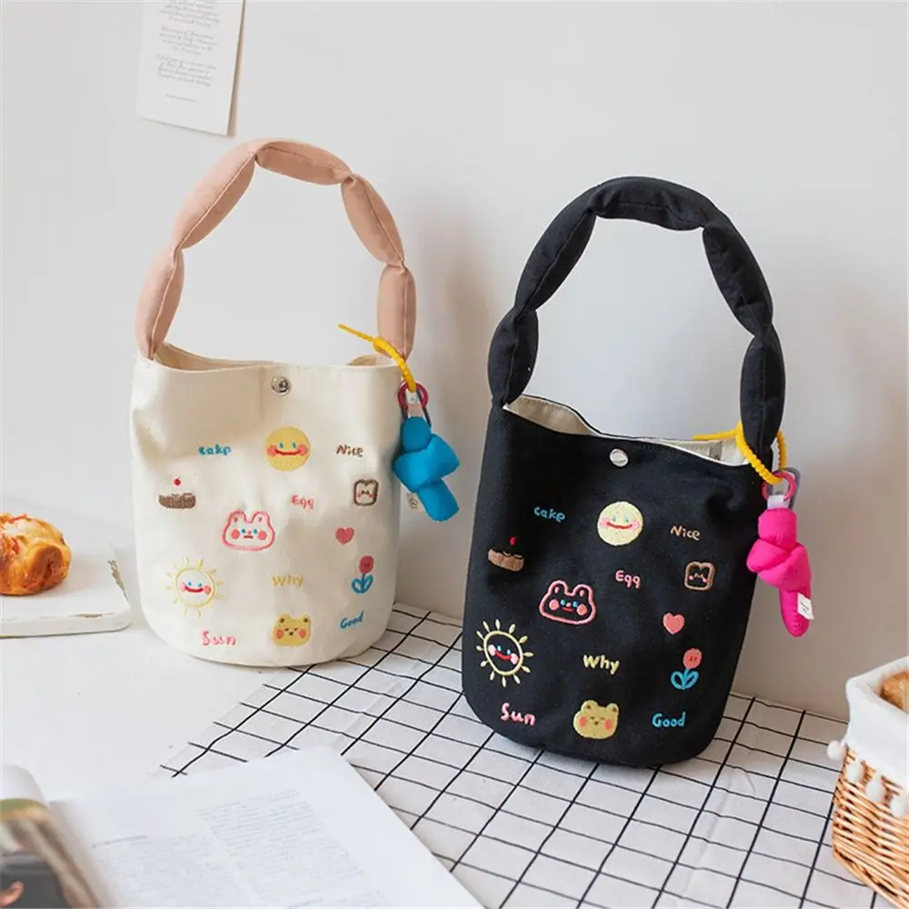 Fashion Women\'s Soft Canvas Handbags Shoulder Bag Girls Cartoon Bucket Bags Lunch Bag