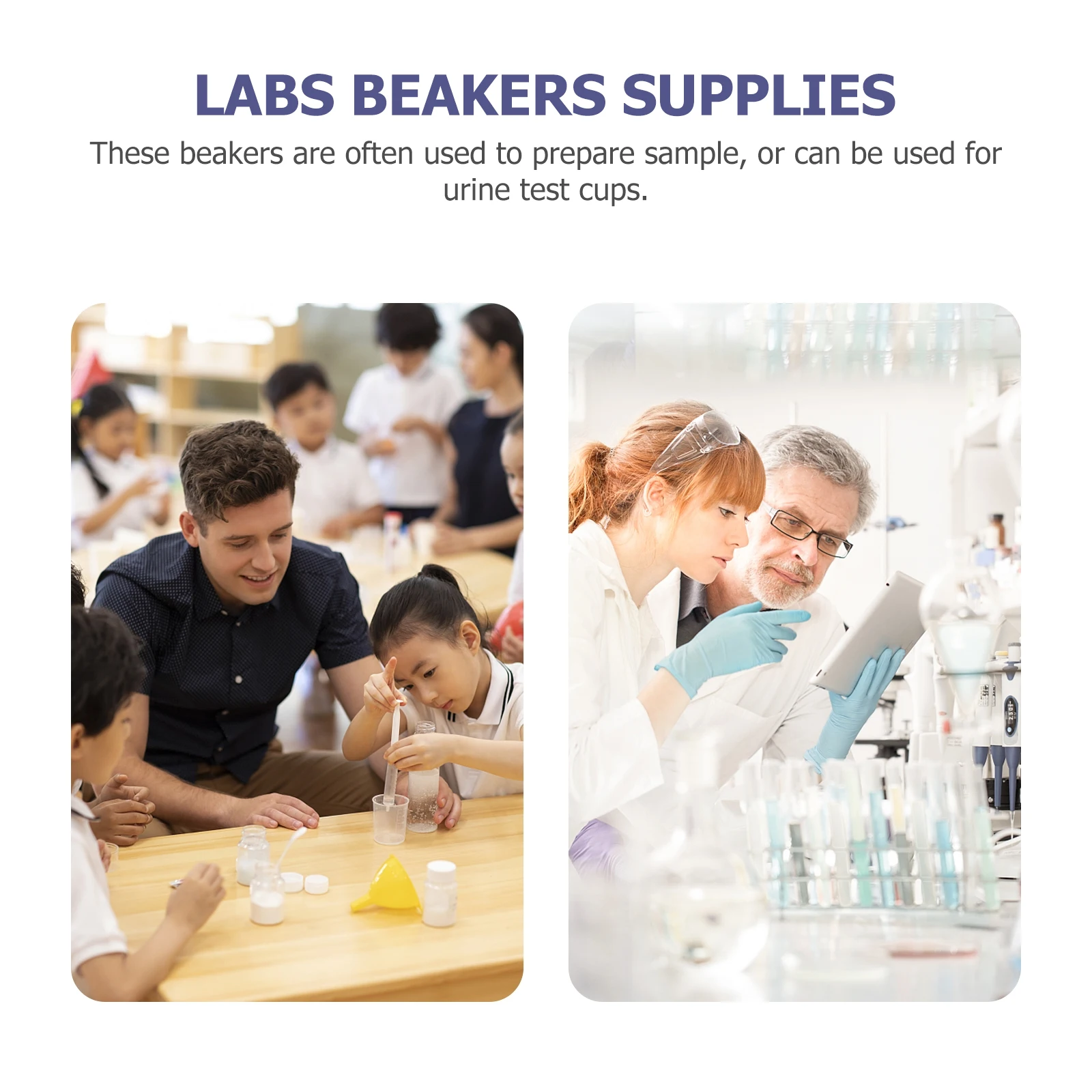 15 Pcs Laboratory Supplies Centrifuge Test Tubes Beaker Cups Transparent Scale Graduated Beakers