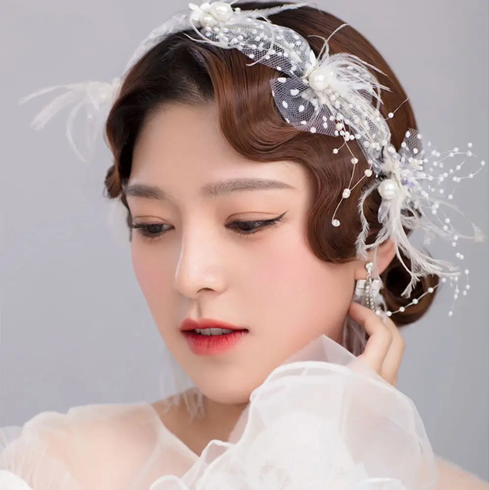 Retro Bride Hair Piece Wave Qipao Party Hair Accessory Curl Bangs Vintage Chinese Ancient Lady Cosplay Chinese Opera Headdress