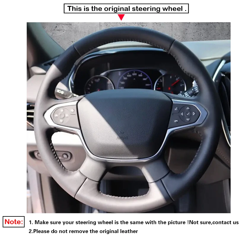 Black Faux Leather Car Steering Wheel Cover for Chevrolet (Chevy) Colorado 2015-2024 Traverse 2018-2024 GMC Canyon 2018