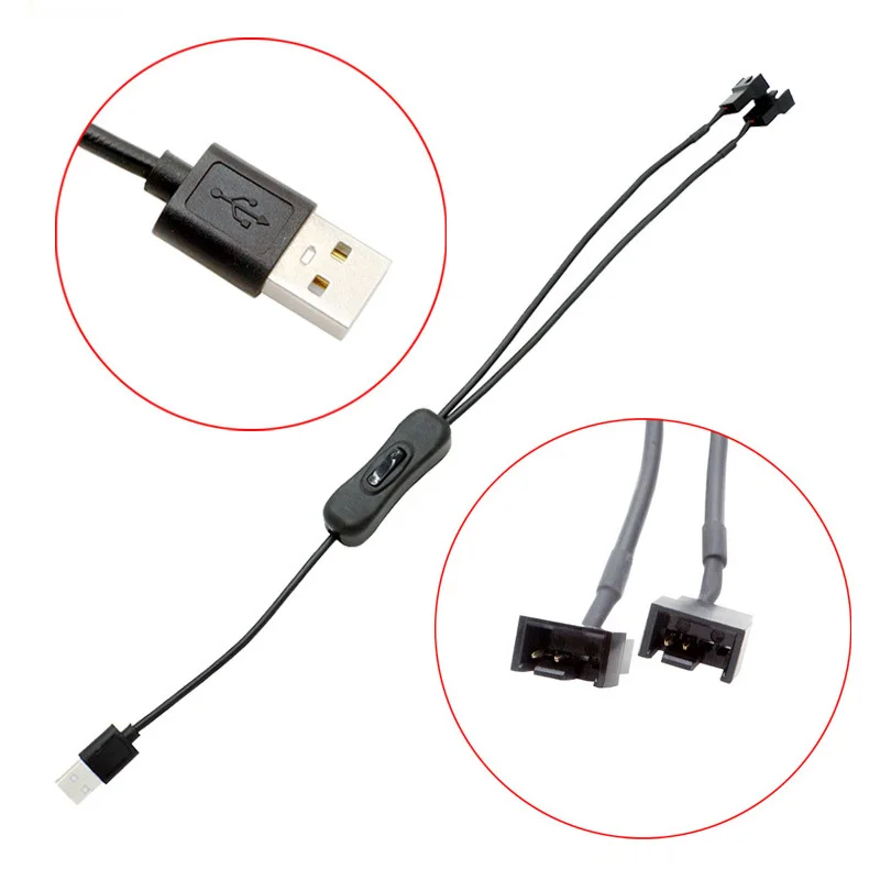 Cavo di alimentazione della ventola della custodia del Computer da 40CM da USB a MINI PWM 4 P 4 PIN 4 PIN 5V con interruttore on Off