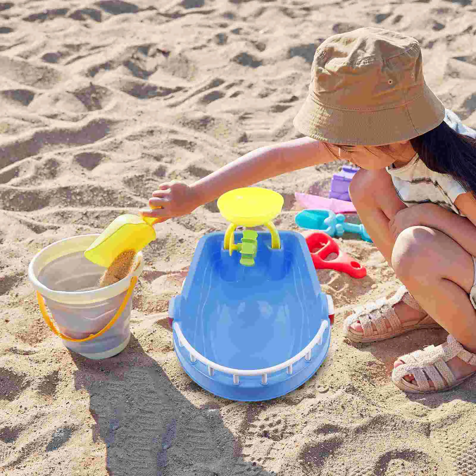 Ensemble de bateau de plage pour enfants, jouets mentaires oriels de bain, bateau de pêche, piscine flottante, 2 pièces