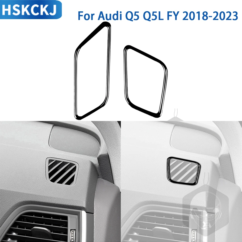 

For Audi Q5 Q5L FY 2018-2023 Piano Black Car Interior Instrument Panel Side Air Outlet Cover Trim Sticker Decorative Accessories