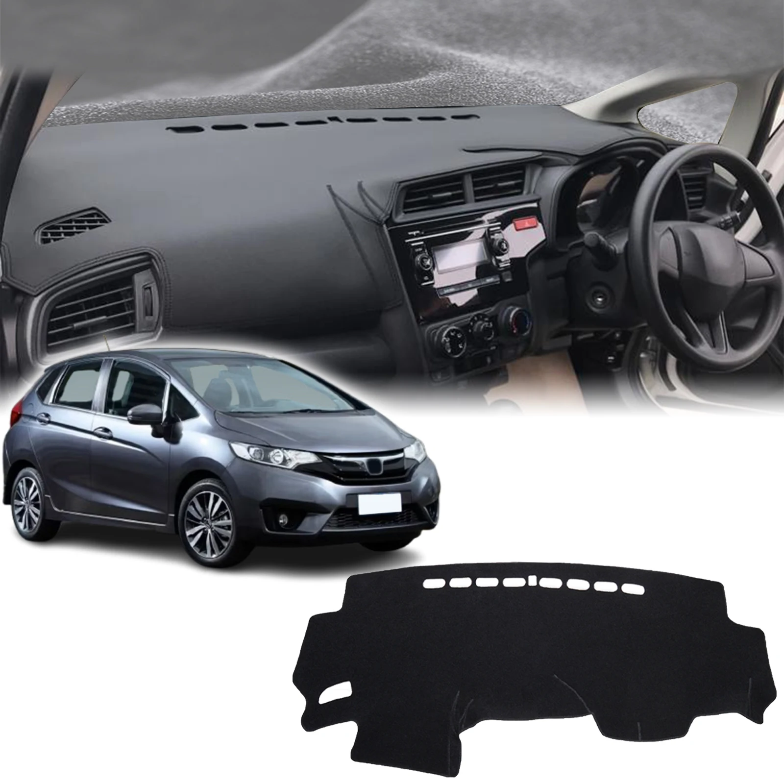 يصلح لهوندا صالح جاز 2013 2014 2015-2019 GK5 داشمات داشمات ظلة غطاء لوحة القيادة وسادة واقية السجاد اكسسوارات السيارات #1
