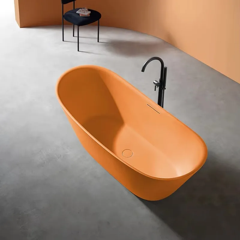 Modern Bathroom Artificial Stone Japanese Soaking Bath Tub Free Standing Acrylic SPA Massage Bathtub