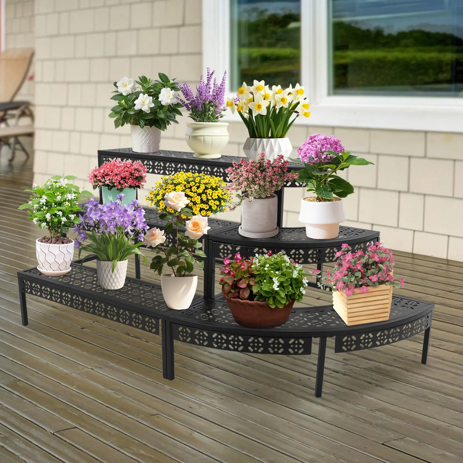 3-Tier Plant Stand Flower Pot Rack, Garden Display Shelf Flower Pot Holder Storage Organizer Rack, Garden Flower Pot Display Shelf