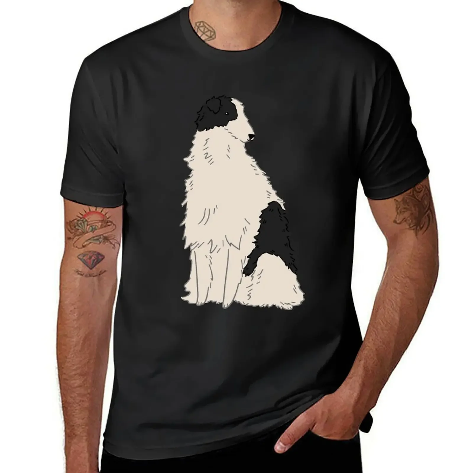 

Black and White Borzoi T-Shirt customs cheap stuff cotton graphic tees men t shirts high quality