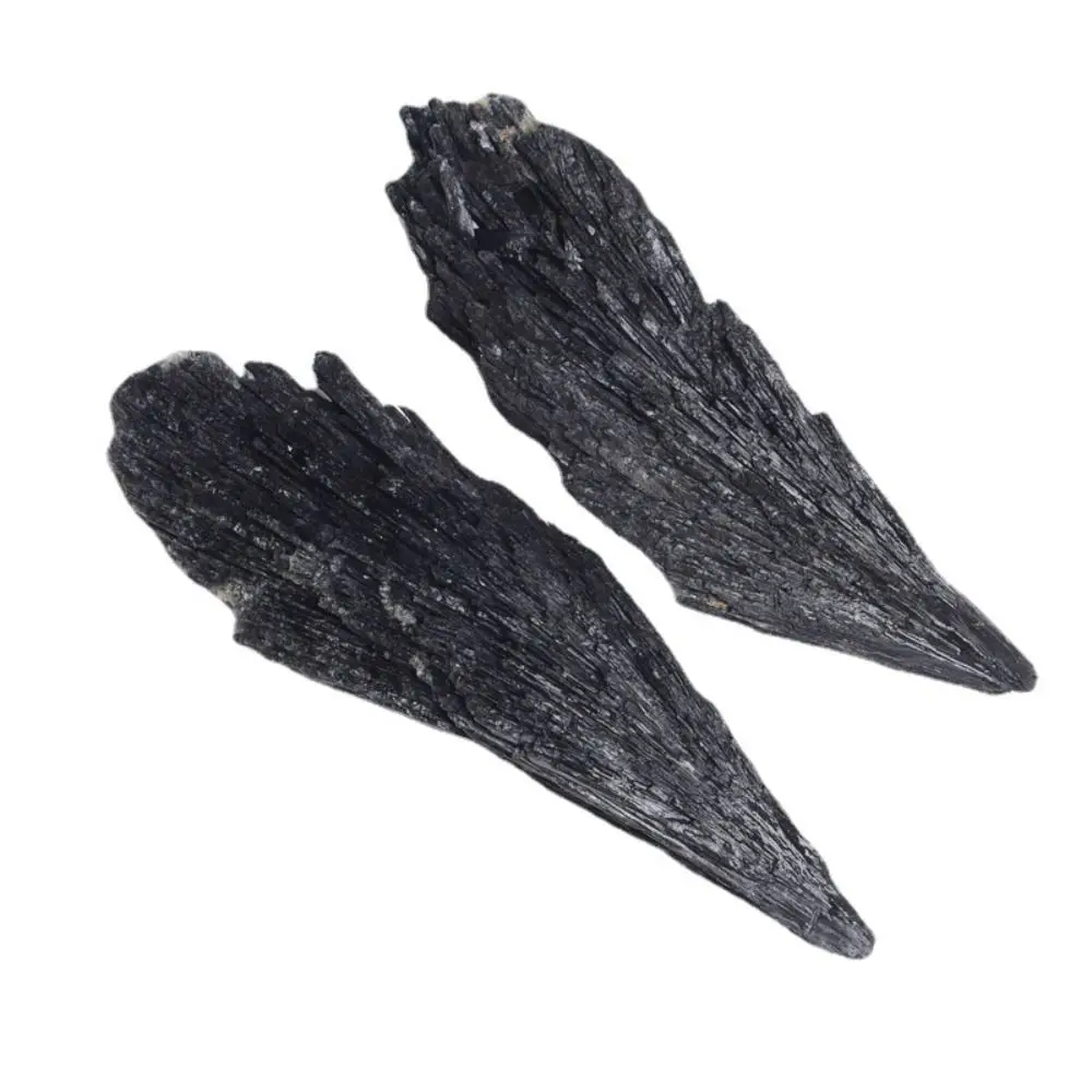Natural Crafts Fan-shaped Black Tourmaline Funny Black Tourmaline Raw Stone Ornament Collection Natural Rough Stone