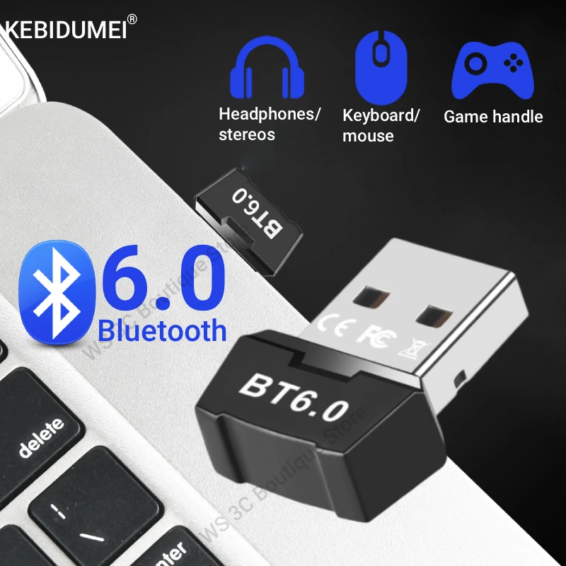 Adaptador USB Bluetooth 6,0 adaptador Dongle inalámbrico Bluetooth 5,1 para PC portátil altavoz inalámbrico receptor de Audio transmisor USB