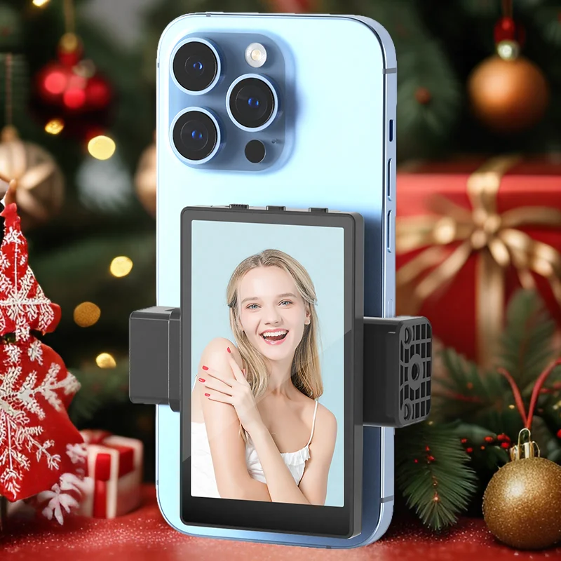 Newmowa Vlog Selfie Phone Monitor Screen with Magnetic Phone Holder, Phone Rear Camera Selfie for iPhone Selfie, Vlog, TikTok