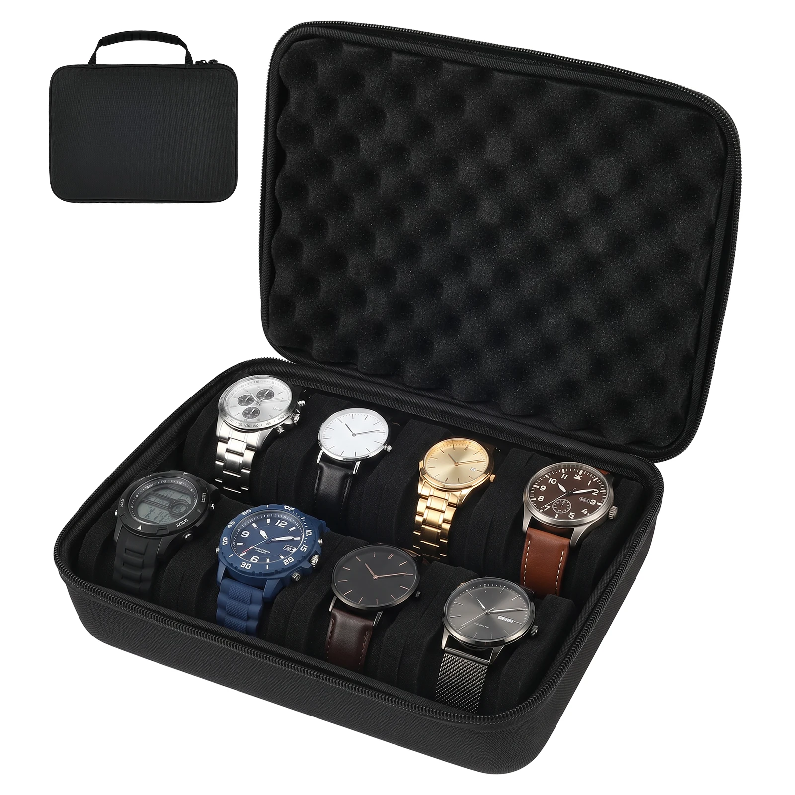 6/8 Slots Watch Box Portable Travel Hard Shell Soft Pad Shockproof Drop-resistant EVA Watch Display Holder Storage Box
